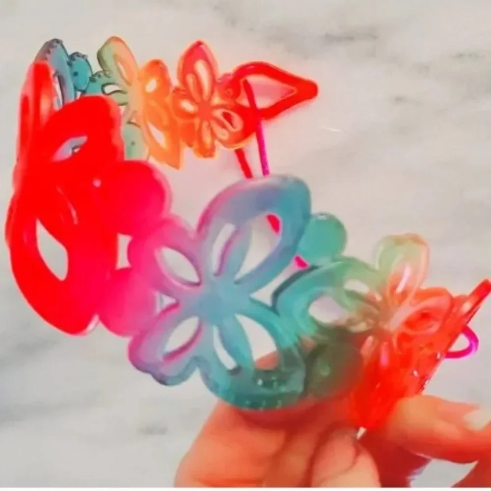 Girls Rainbow Butterfly Rubber Headband